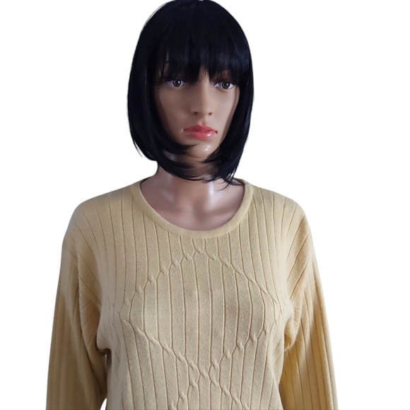 Vintage cross road light yellow long sleeves knit sweater, size M - Picture 4 of 10
